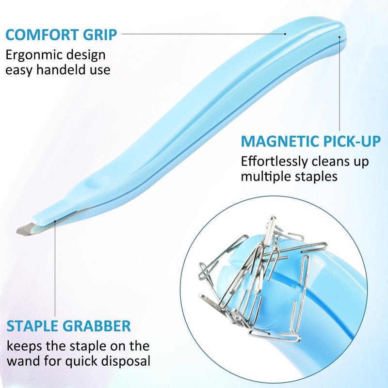 ZZTX Professional Magnetic Staple Remover Puller Staples Remover Staple Removal Tool for School Office Home 4 Pack (Blue, Pink, Purple, Green) - Image 3